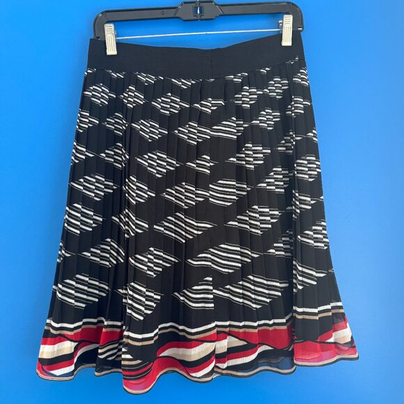 White House Black Market Lined Pleated Chiffon Patterned Midi Skirt Sz 6 - Picture 1 of 6